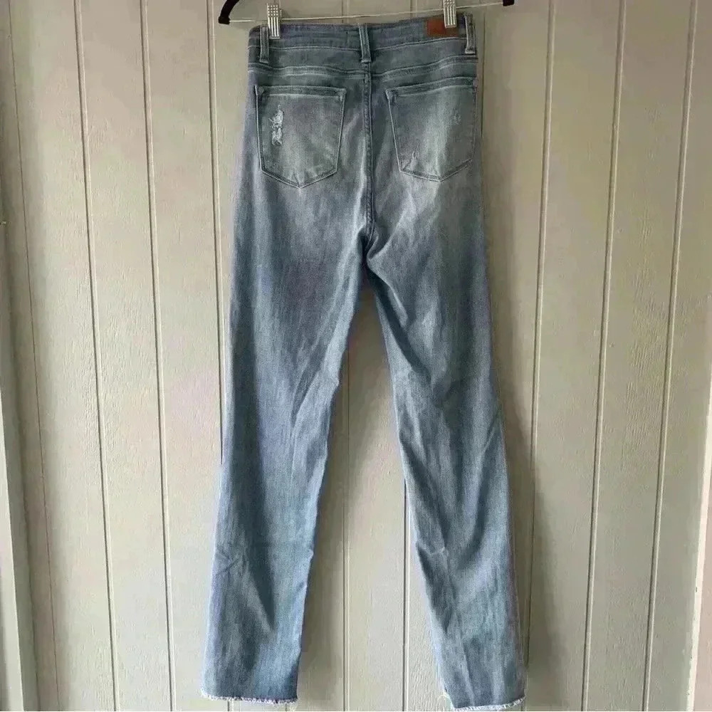 Judy Blue Slim Fit Destroyed Hem Straight Leg Denim 7 - Picture 6 of 15
